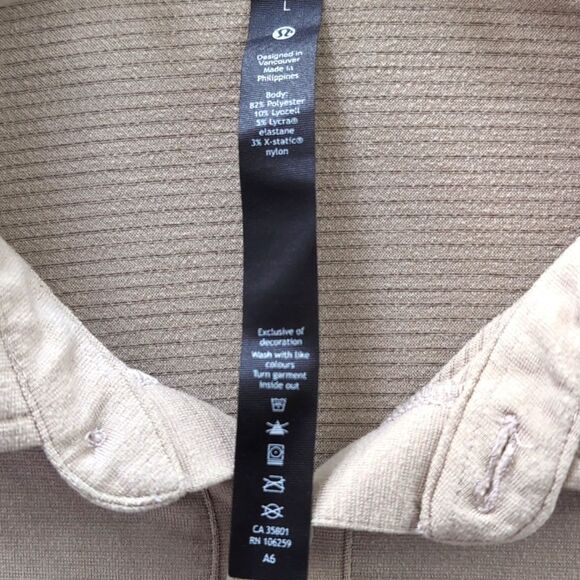 Lululemon Athletica Tan Polo Shirt Sz L - Picture 3 of 4